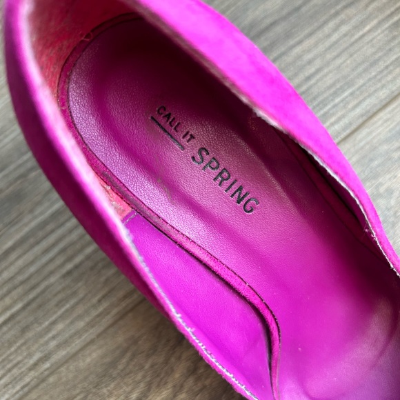 Fuschia Suede Barbie Platform Heel Round Toe Shoe Party Dress Art Chic Prom Date - Picture 7 of 15